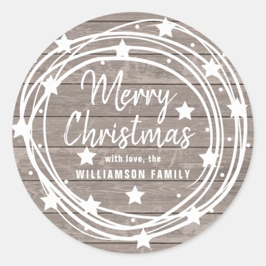 カントリー素朴メリークリスマス封筒用シール ラウンドシール (正面)