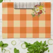 カントリー素朴モノグラムの姓オレンジジンガム キッチンタオル (折り畳み)