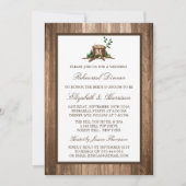 カントリー素朴モノグラムツリーウッドリハーサルディナー 招待状 (正面)