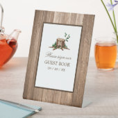 カントリー素朴モノグラムツリー&ウッド結婚ズ 台座サイン (インサイチュ)