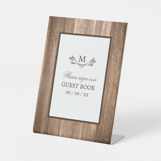 カントリー素朴モノグラムツリー&ウッド結婚ズ 台座サイン (正面)