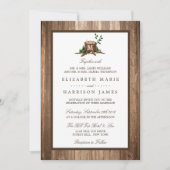 カントリー素朴モノグラムツリー&ウッド結婚ズ 招待状 (正面)