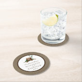 カントリー素朴モノグラムツリー&バ結婚ラップ ラウンドペーパーコースター (インサイチュ)