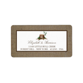 カントリー素朴モノグラムツリー&バ結婚ラップ ラベル