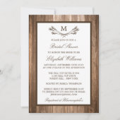カントリー素朴モノグラムブランチウッドブライダルシャワー 招待状 (正面)