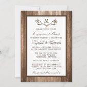 カントリー素朴モノグラムブランチウッド婚約 招待状 (正面)
