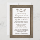 カントリー素朴モノグラムブランチバーラップ婚約 招待状 (正面)