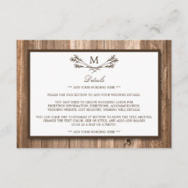 カントリー素朴モノグラムブランチ&ウッド結婚ズ エンクロージャーカード