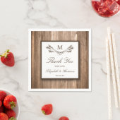カントリー素朴モノグラムブランチ&ウッド結婚ズ スタンダードカクテルナプキン (インサイチュ)