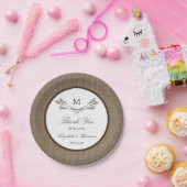 カントリー素朴モノグラムブランチ&バーラップ結婚ズ ペーパープレート (パーティー)