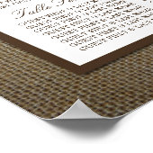 カントリー素朴モノグラムブランチ&バーラップ結婚ズ ポスター (角)