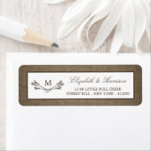 カントリー素朴モノグラムブランチ&バーラップ結婚ズ ラベル (インサイチュ)