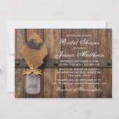 カントリー素朴ラベンダーメイソンジャーブライダルシャワー 招待状 (正面)