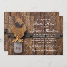 カントリー素朴ラベンダーメイソンジャーブライダルシャワー 招待状