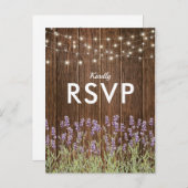 カントリー素朴ラベンダーライトウェディングRSVP インビテーションポストカード (正面/裏面)
