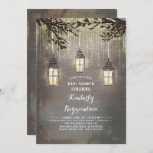 カントリー素朴ランタンガーデンベビーシャワー 招待状 (正面/裏面)