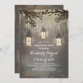 カントリー素朴ランタンガーデン卒業パーティー 招待状 (正面/裏面)