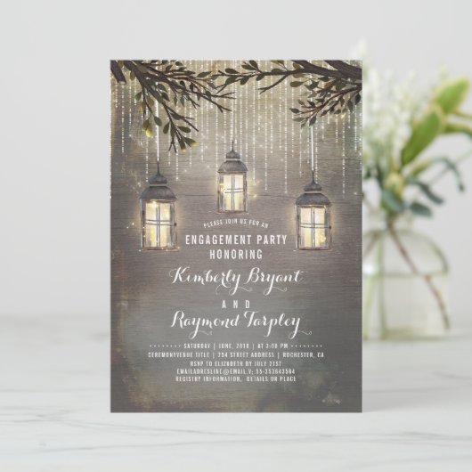 カントリー素朴ランタンズガーデン婚約パーティ 招待状 (スタンド正面)