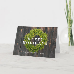 カントリー素朴リース植物学の木のクリスマス シーズンカード