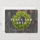 カントリー素朴リース植物木材クリスマス シーズンカード (正面)