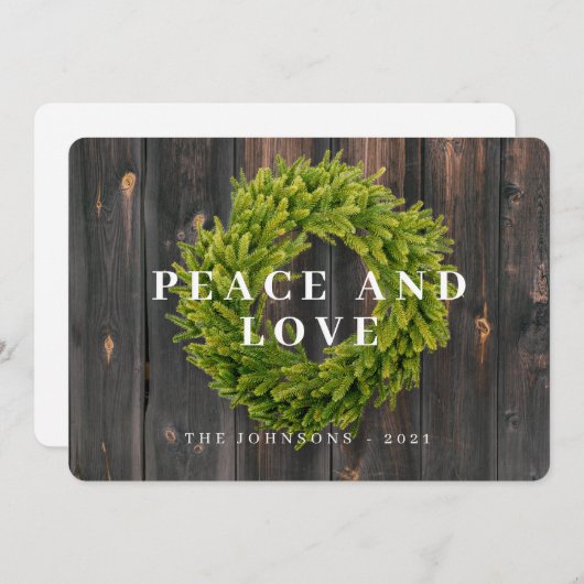 カントリー素朴リース植物木材クリスマス シーズンカード (正面/裏面)