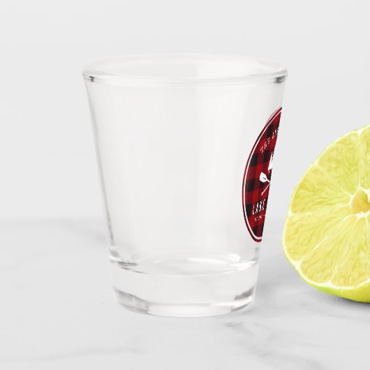 カントリー素朴レイクハウスツリーレッドバッファロープレイド ショットグラス (左)