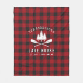 カントリー素朴レイクハウスツリーレッドバッファロープレイド フリースブランケット (正面)