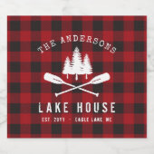 カントリー素朴レイクハウスツリーレッドバッファロープレイド リキュールボトルラベル (シングルラベル)