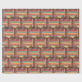 カントリー素朴レインボー木製ハート ラッピングペーパー (フラット)