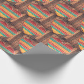 カントリー素朴レインボー木製ハート ラッピングペーパー (角)