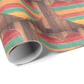 カントリー素朴レインボー木製ハート ラッピングペーパー (ロールコーナー)