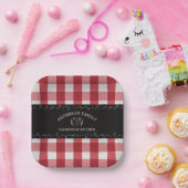 カントリー素朴レッドジンガム黒い黒板 ペーパープレート (パーティー)