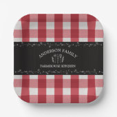 カントリー素朴レッドジンガム黒い黒板 ペーパープレート (正面)