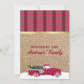 カントリー素朴レッドトラックフランネルクリスマスパーティー 招待状 (裏面)