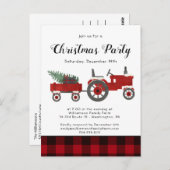 カントリー素朴レッドバッファロープレイドクリスマスパーティー ポストカード (正面/裏面)