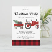 カントリー素朴レッドバッファロープレイドクリスマスパーティー 招待状 (スタンド正面)