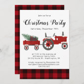 カントリー素朴レッドバッファロープレイドクリスマスパーティー 招待状 (正面/裏面)
