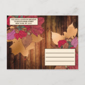 カントリー素朴レッドブラウン紅葉感謝祭 案内ポストカード (裏面)