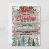 カントリー素朴レッドボウタイホリデークリスマスパーティー 招待状 (正面)