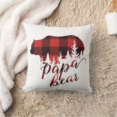 カントリー素朴レッド&ブラックフランネルパパベアー クッション (ブランケット)