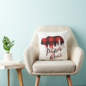 カントリー素朴レッド&ブラックフランネルパパベアー クッション (椅子)