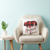 カントリー素朴レッド&ブラックフランネルママママベア クッション (椅子)