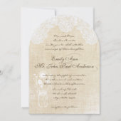 カントリー素朴レースとバーラップ結婚式招待状 招待状 (正面)