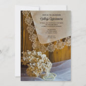 カントリー素朴レースキンセアニラパーティの招待状 招待状 (正面)