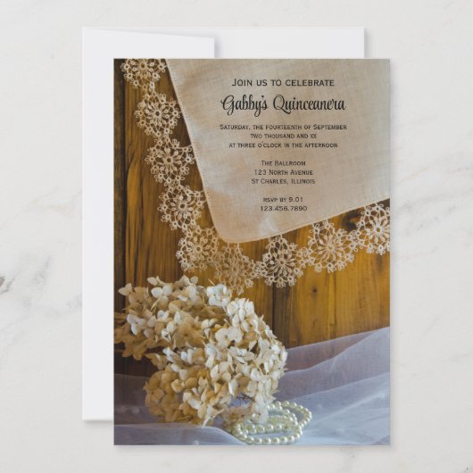 カントリー素朴レースキンセアニラパーティの招待状 招待状 (正面)