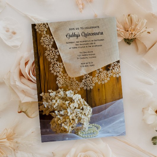 カントリー素朴レースキンセアニラパーティの招待状 招待状