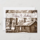 カントリー素朴ログキャビンセピア結婚式招待状 招待状 (正面)