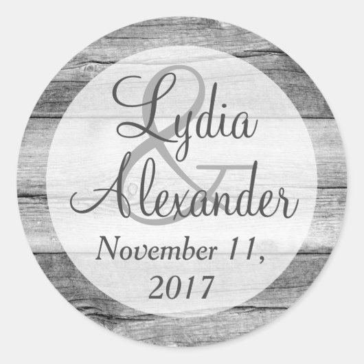 カントリー素朴ンウッド結婚ズ新婦&新郎 ラウンドシール (正面)