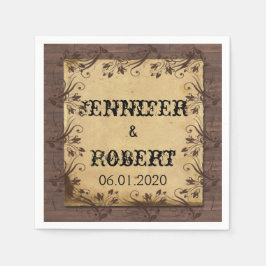 カントリー素朴ンウッド美しい結婚ズナプキン スタンダードカクテルナプキン