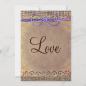 カントリー素朴ヴィンテージウェディング招待状パープルボウ 招待状 (裏面)